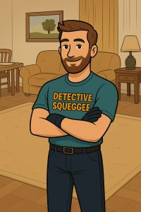 Detective Squeegee confident after solving red wine carpet cleaning case in Reading